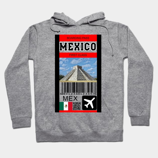 Mexico first class boarding pass Hoodie by Travellers